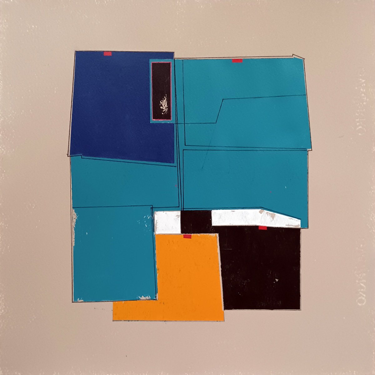 Geometric Abstract Acrylic Painting By Luis Medina, 20 X 20", 6721B, Original Artwork