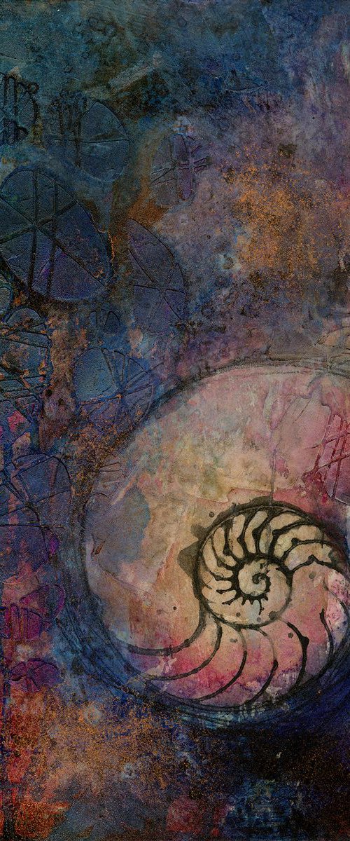 Searching For Tranquility 3 - Abstract Nautilus Shell Painting by Kathy Morton Stanion