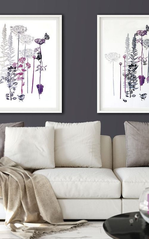 Flora and fauna - two monoprints of your choice by Carolynne Coulson