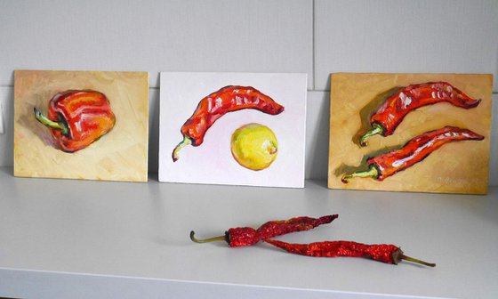 Red chili pepper and lemon