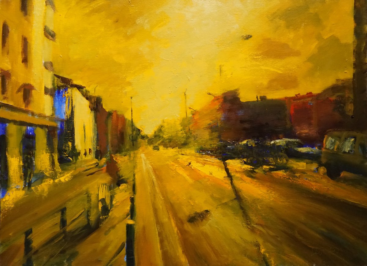 Expressive Oil Painting , Hard Sunset By Manuel Leonardi, 29 X 21, Artwork For Sale On Artfinder
