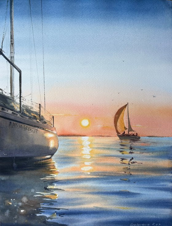 Yachts at sunset #9