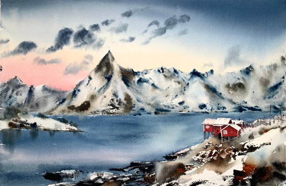 Red house in the fjords