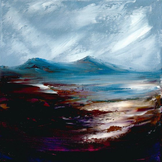 Làn ìseal, sea painting of a rocky bay and sandy beach