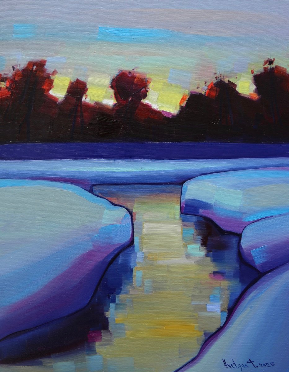 Expressive Landscape Oil Painting By Tigran Avetyan, 14 X 18", Morning, Original Artwork