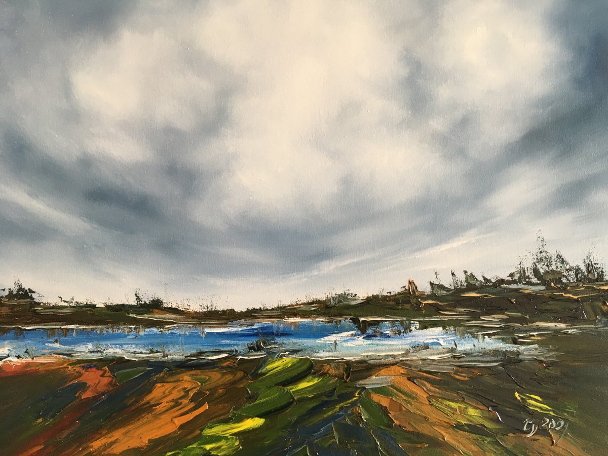 Impressionistic Landscape Oil Painting By Timea Valsami, 24 X 19", The Unexplored, Original Artwork