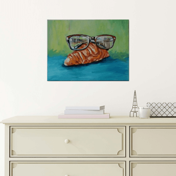 Croissant with glasses.