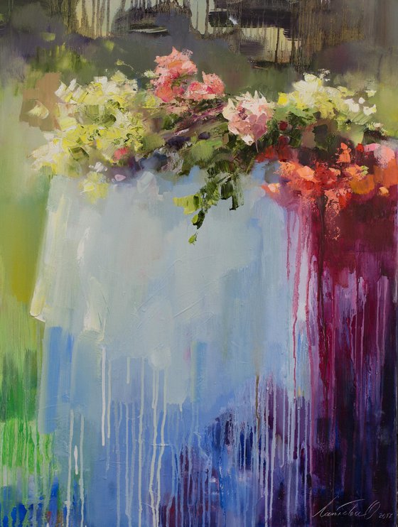 Lady forgot the flowers