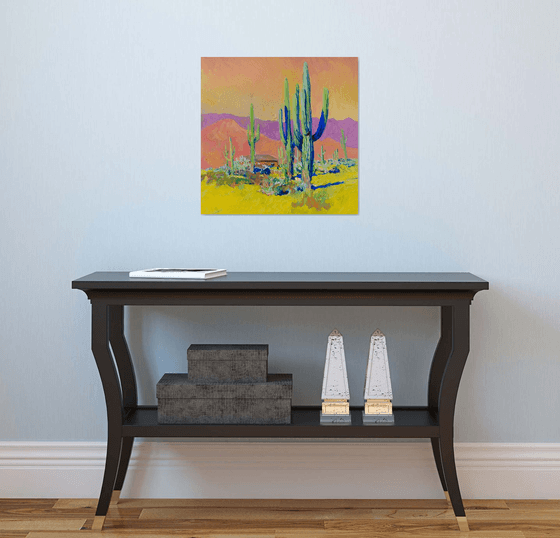 Arizona Evening Light. Saguaros