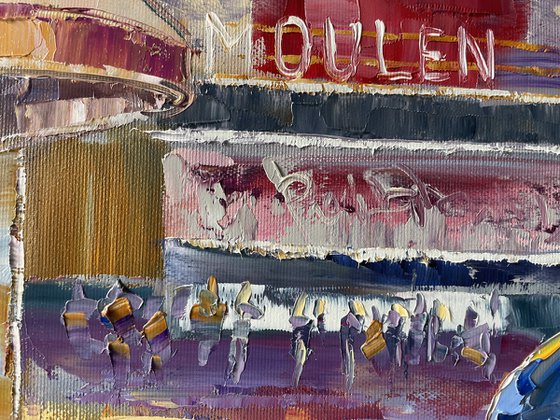 "Moulin Rouge". Original oil painting architecture. Cityscape