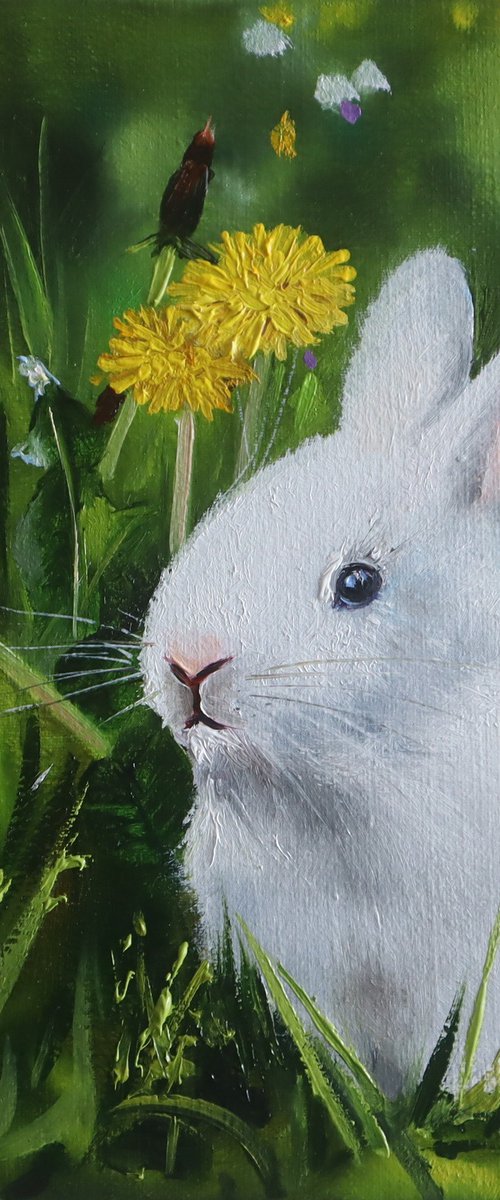 White Rabbit in Dandelions by Natalia Shaykina