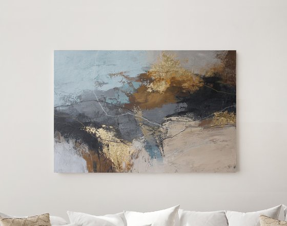 "Delight" Brown gray abstract acrylic