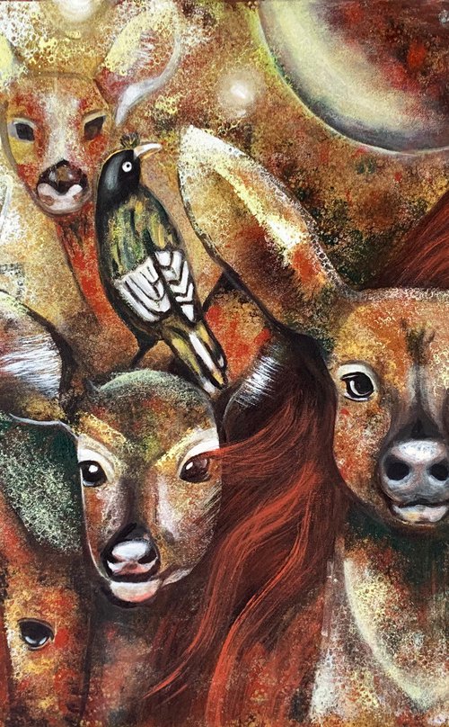 Painting | Acrylic | In memory of the roe deer by Vilma Krivicke
