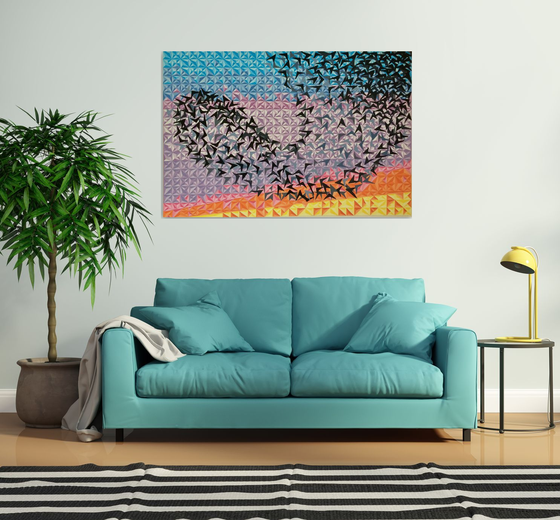 Starlings at Sunset Acrylic painting by Lucyanne Terni | Artfinder