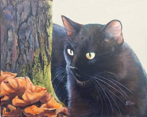 Gato negro en el bosque by Norma Beatriz Zaro