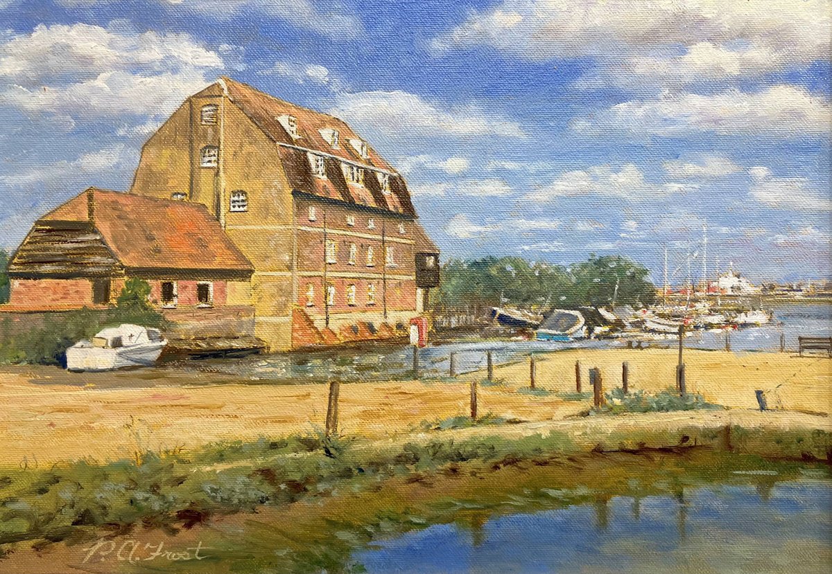 Illustrative Oil Painting , Ashlett Mill, Southampton By Peter Frost, 17 X 13, Artwork For Sale On Artfinder