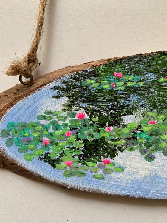 Monet’s Water lilies garden - painting on wood