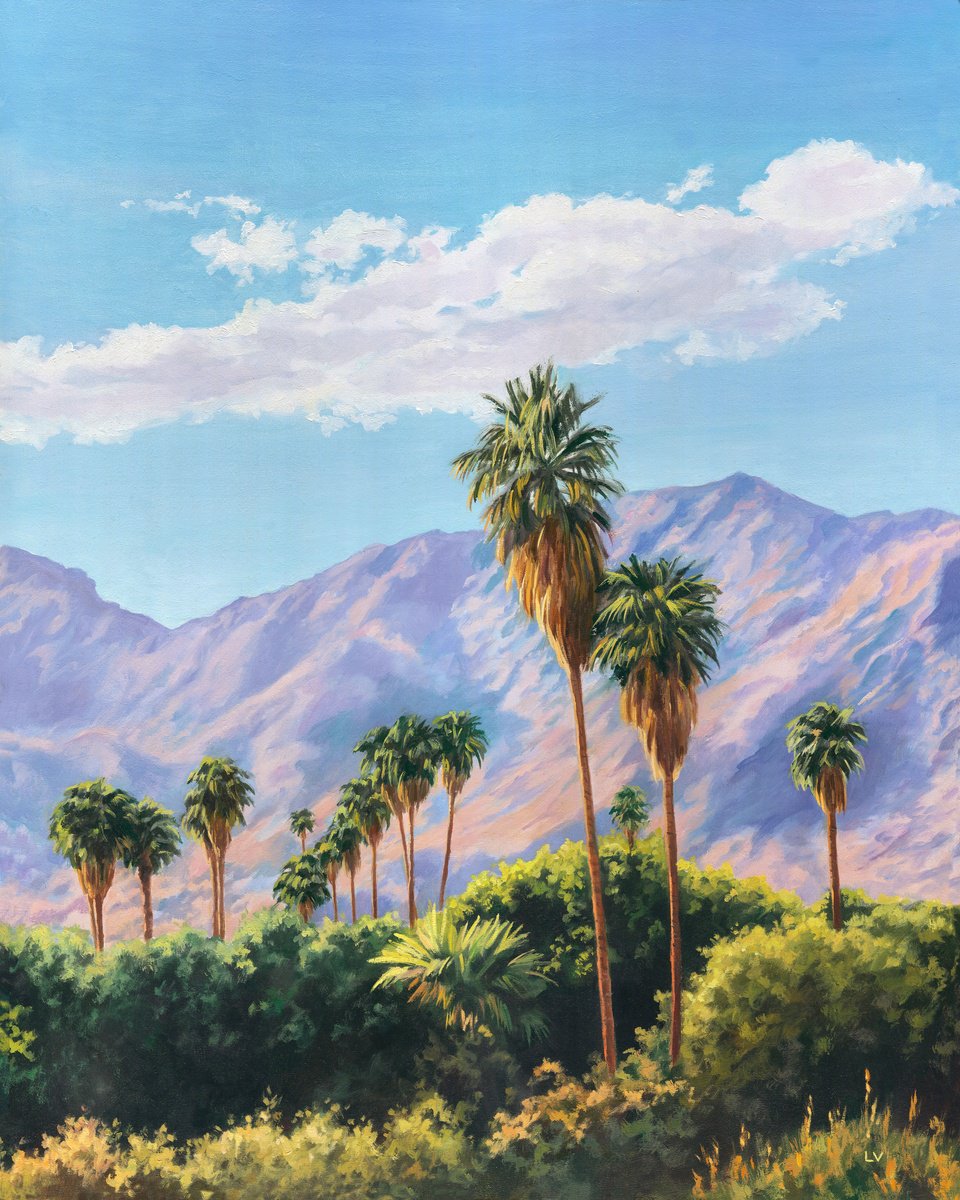 Photorealistic Oil Painting , Palm Springs Desert Mountains By Lucia Verdejo, 17 X 21, Artwork For Sale On Artfinder