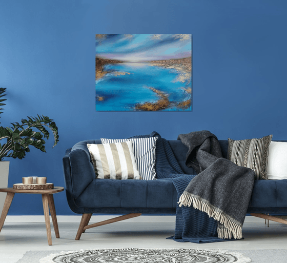 A XL large beautiful modern semi-abstract  seascape painting "Illusion"