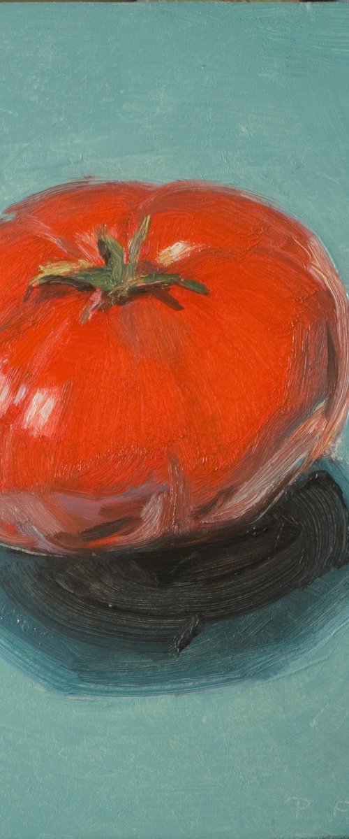 tomato on blue by Olivier Payeur
