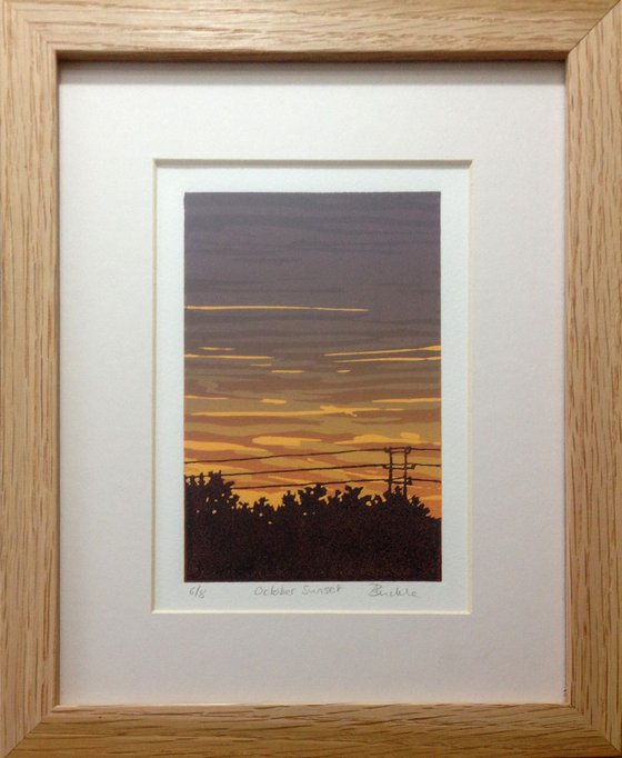 October Sunset, framed