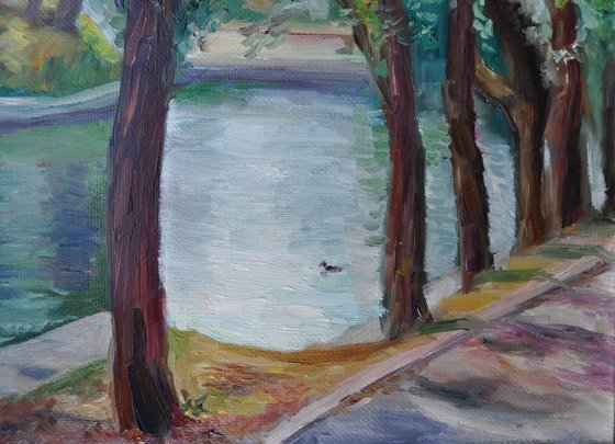 Lake original oil painting
