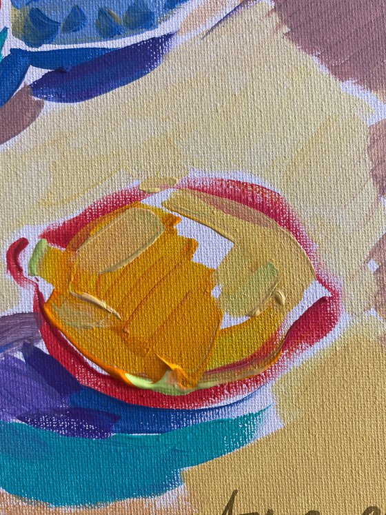 Still Life with Blue Teapot and Lemons