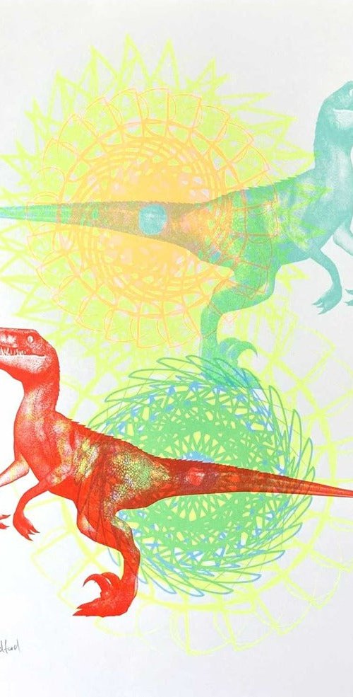 Psychedelic Raptor Rave by Memori Prints