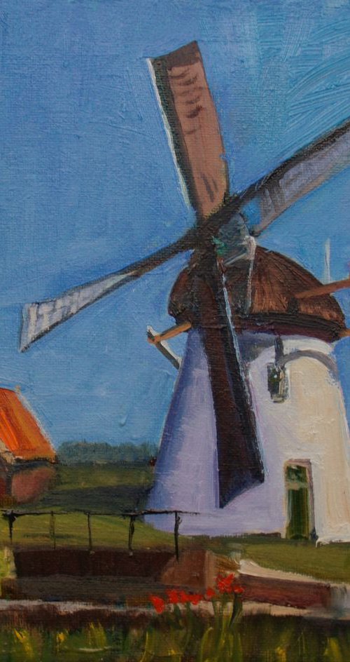 Windmill in the fields by Elena Sokolova