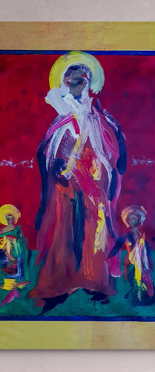 S. N-7 (XXL) - (W)106x(H)130 cm. Contemporary Abstract Expressionist Religious Icon by Retne