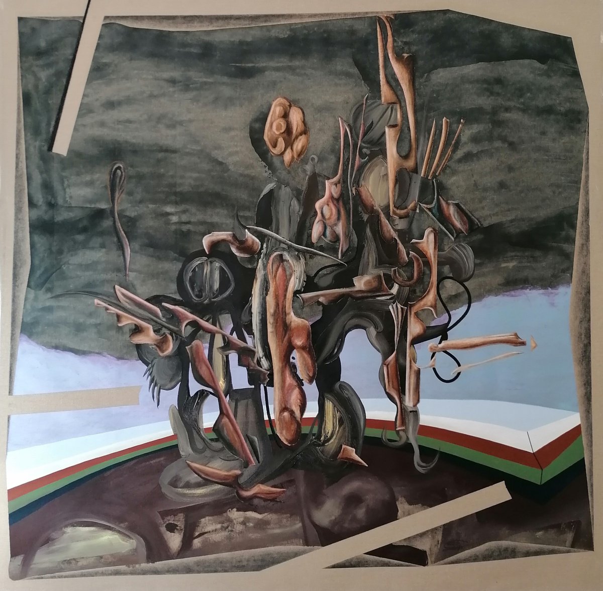 Illustrative Cityscapes Oil Painting By Stefano Mazzolini, 45 X 51", Distilla, Original Artwork