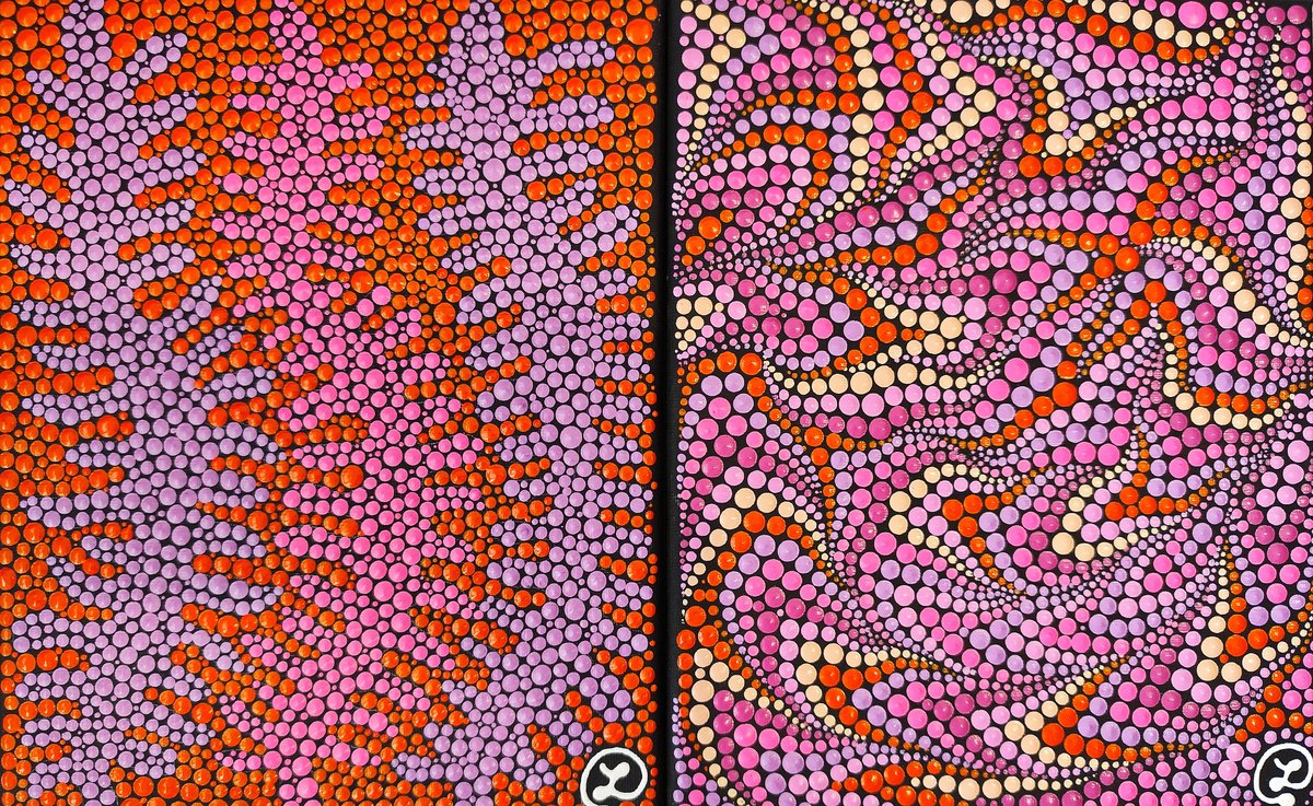 Expressive Abstract Acrylic Painting By Oxana Lazari, 16 X 10", Eternal Cosmic Spirals, Original Artwork