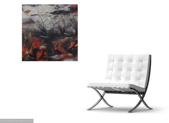 Brumalis - large mixed media abstract landscape painting - ready to hang