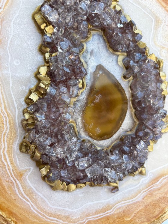 Geode Slice White Pearl & Gold