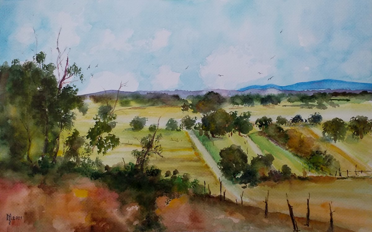 Impressionistic Watercolour , Mountain Landscape By Zoran Mihajlovic Muza, 19 X 12, Artwork For Sale On Artfinder