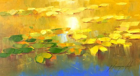 Waterlilies, Original oil Painting, Impressionism, Handmade artwork, One of a Kind