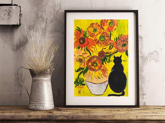 Sunflowers and Van Gogh's Cat