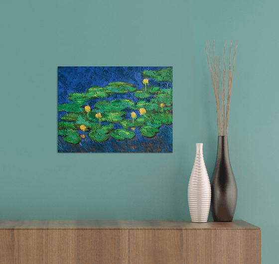 WATER LILIES, I / ORIGINAL OIL PAINTING