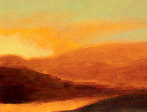 Warm landscape in the sunset - Ready to frame. by Fabienne Monestier
