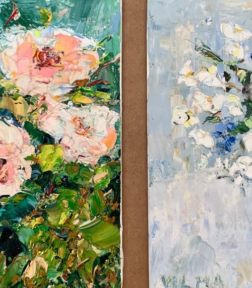 Floral Miniature Oil Painting by Vilma Gataveckienė