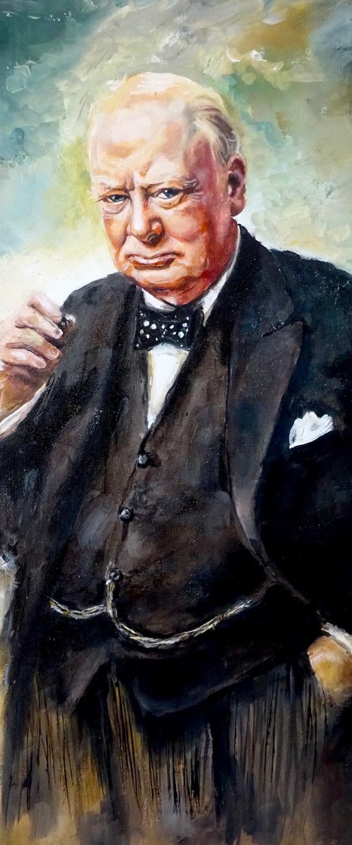 Sir Winston Churchill by Mel Davies Original Art