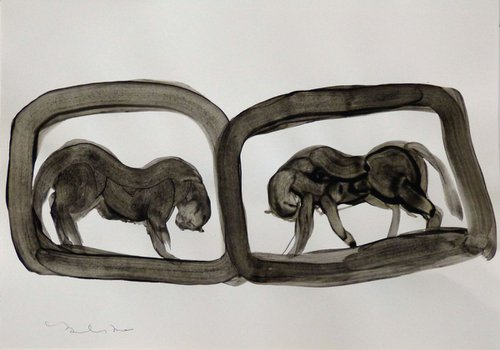 Two cats 19-1, 29x41 cm by Frederic Belaubre