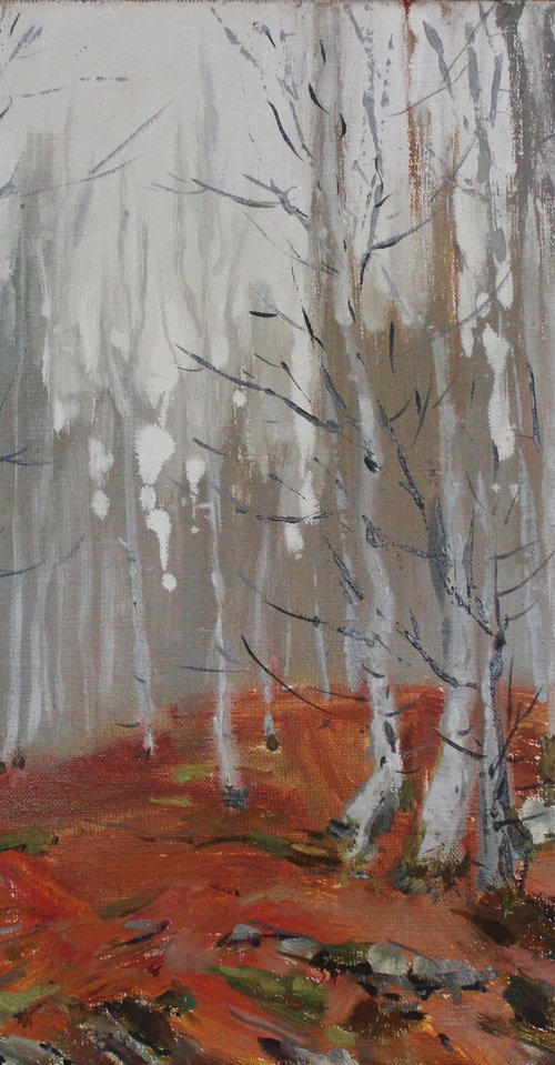 Autumn forest beech trees by Alisa Onipchenko-Cherniakovska