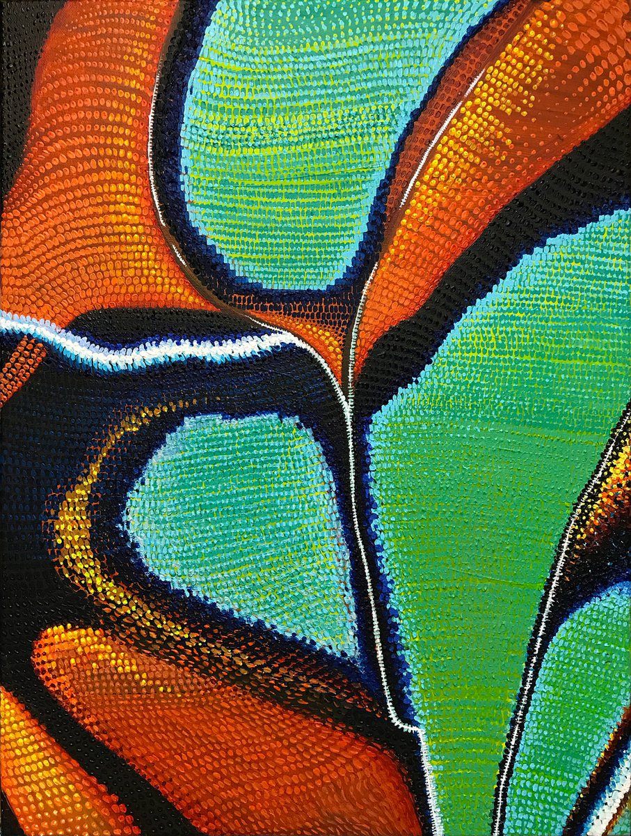 Organic Abstract Acrylic Painting By Alex Nizovsky, 18 X 24, Siproeta Stelenes, Original Artwork