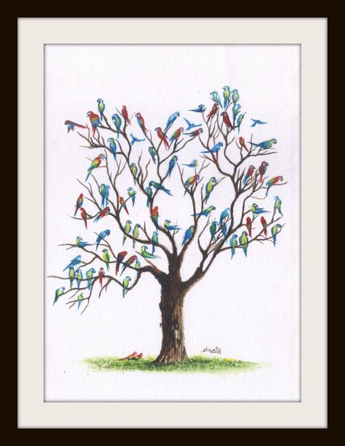 Macaw Birds on Tree by Shweta  Mahajan