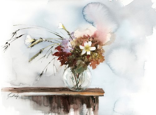 Balance - Bouquet Watercolor Painting by Sophie Rodionov