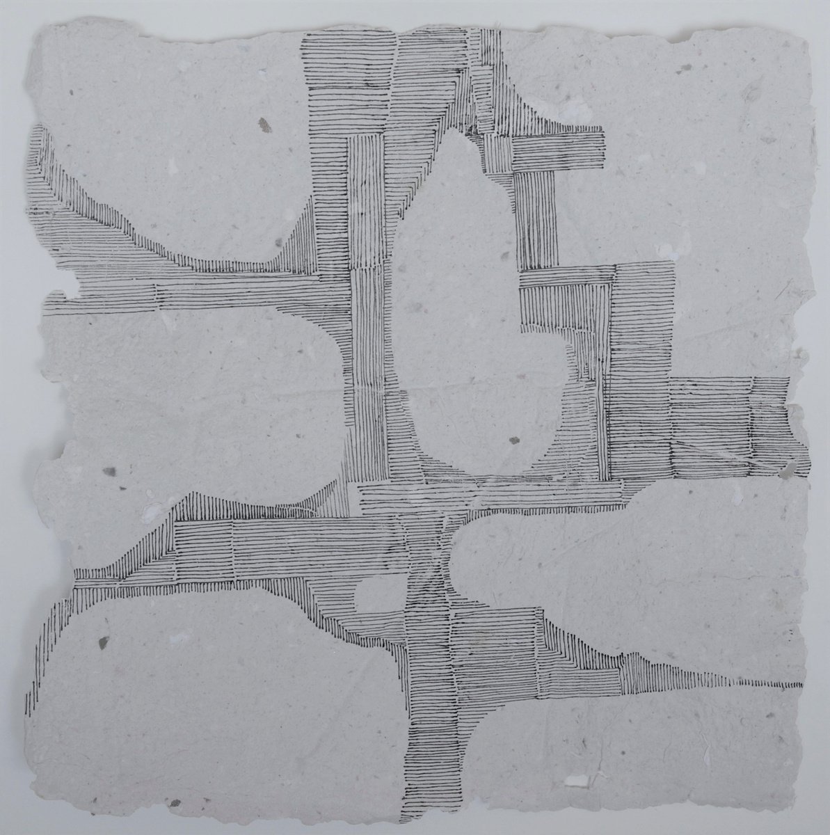 Geometric Abstract Ink Drawing By Anna Jannack, 12 X 12, Precarious Situation Vii, Original Artwork