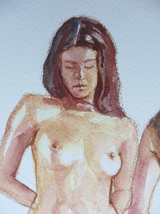 Female nude front/back study