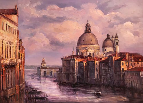 "Venice" large original oil painting 110x80 by Artem Grunyka