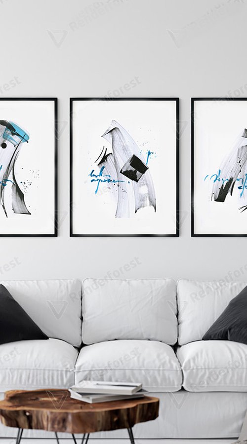 Signs - set of 3 abstract calligraphy artwork by Ksenia Selianko